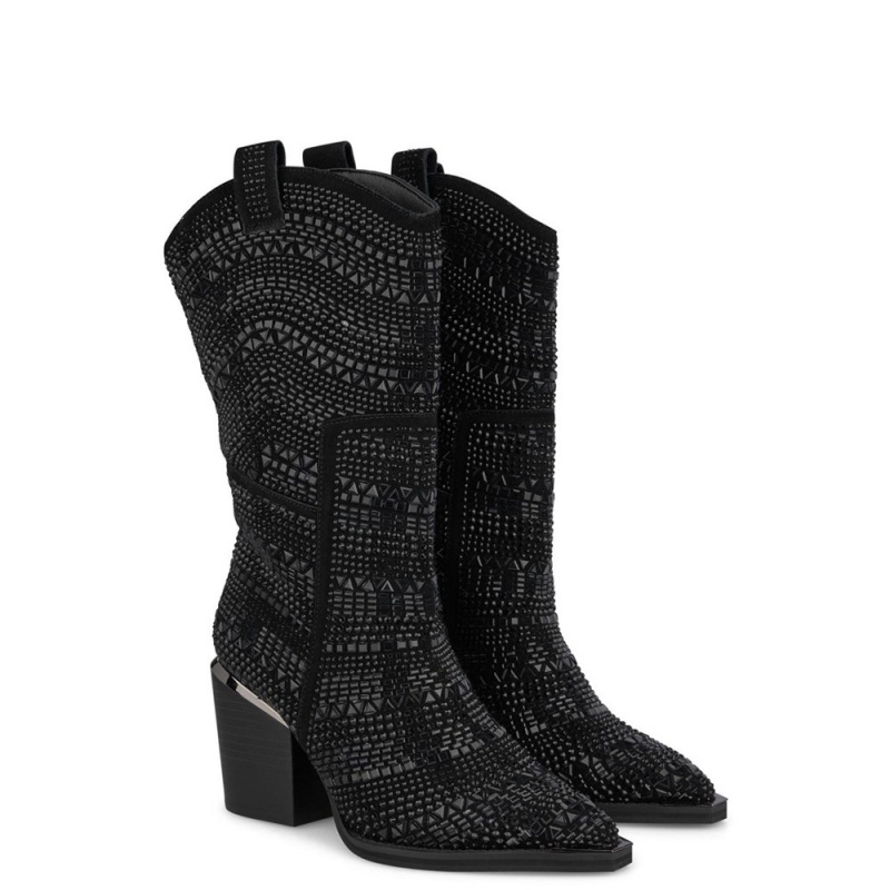 Bottes à Talons Alma En Pena Pedrería Cowboy Boots Kaki Femme | DNJ-11976474